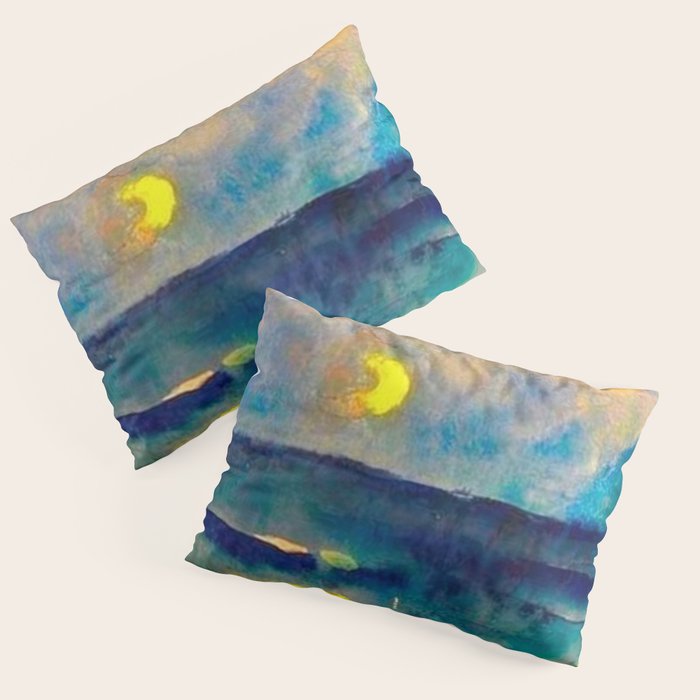 Yellow Moon (Over the Sea) landscape painting by Emil Nolde Pillow Sham Gallery Image 1