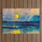 Yellow Moon (Over the Sea) landscape painting by Emil Nolde Outdoor Rug Gallery Image 1