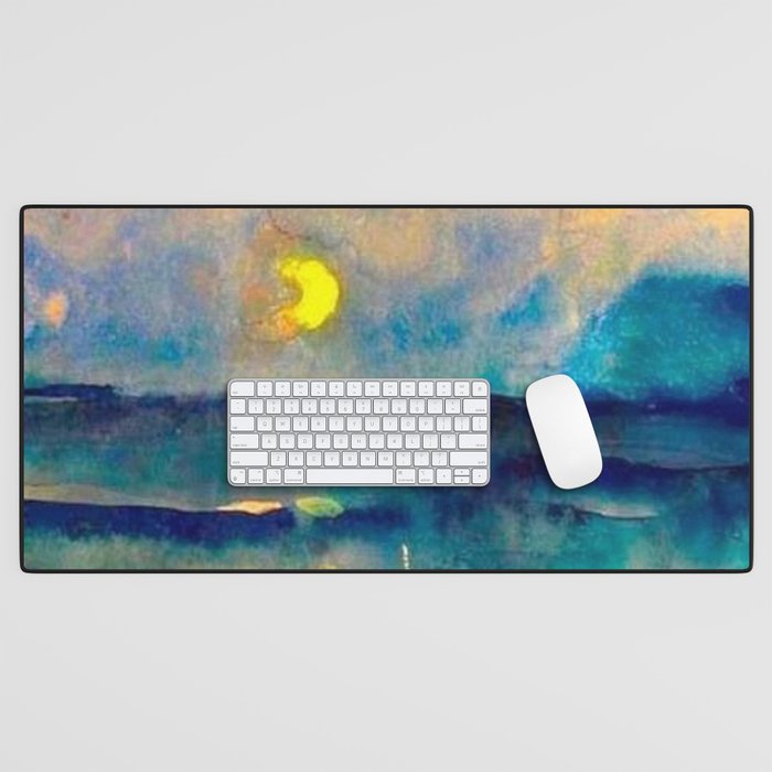 Yellow Moon (Over the Sea) landscape painting by Emil Nolde Desk Mat Gallery Image 1