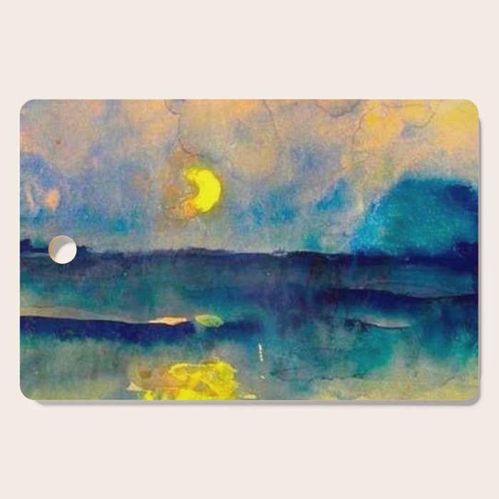 Yellow Moon (Over the Sea) landscape painting by Emil Nolde Cutting Board Gallery Image 1