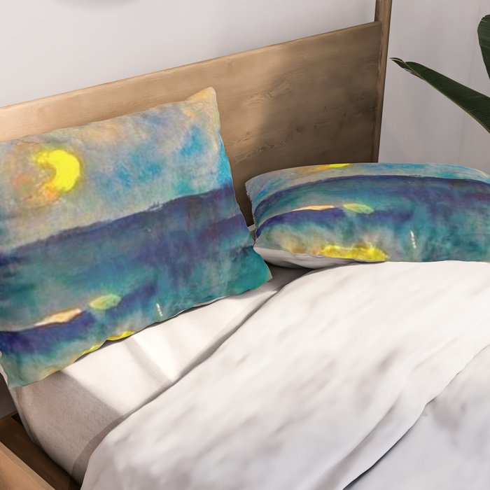 Yellow Moon (Over the Sea) landscape painting by Emil Nolde Pillow Sham Gallery Image 2