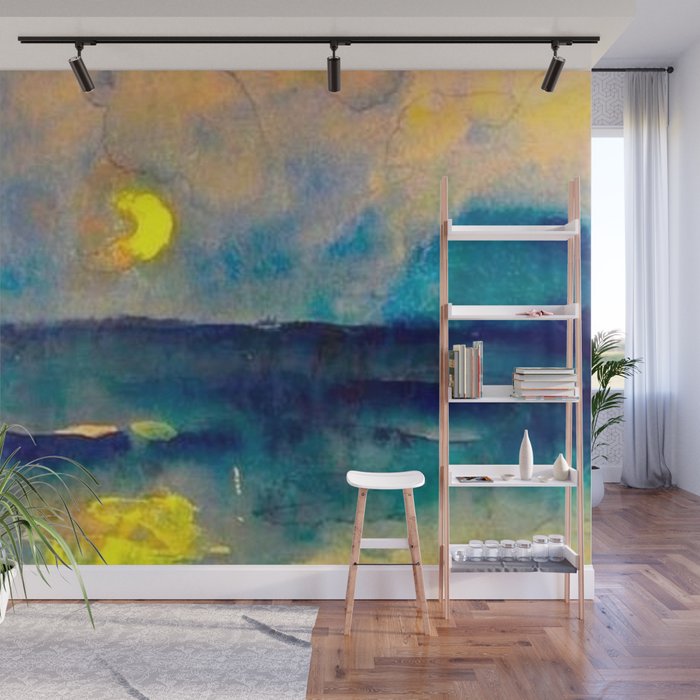 Yellow Moon (Over the Sea) landscape painting by Emil Nolde Wall Mural Gallery Image 1