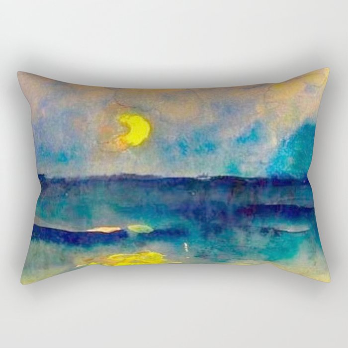 Yellow Moon (Over the Sea) landscape painting by Emil Nolde Rectangular Pillow Gallery Image 2