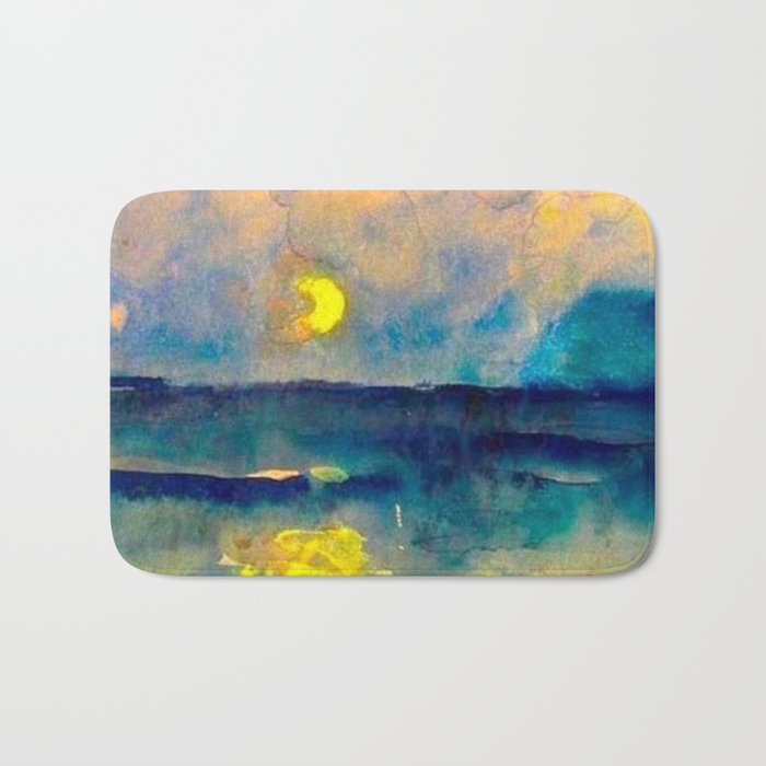 Yellow Moon (Over the Sea) landscape painting by Emil Nolde Bath Mat Gallery Image 1