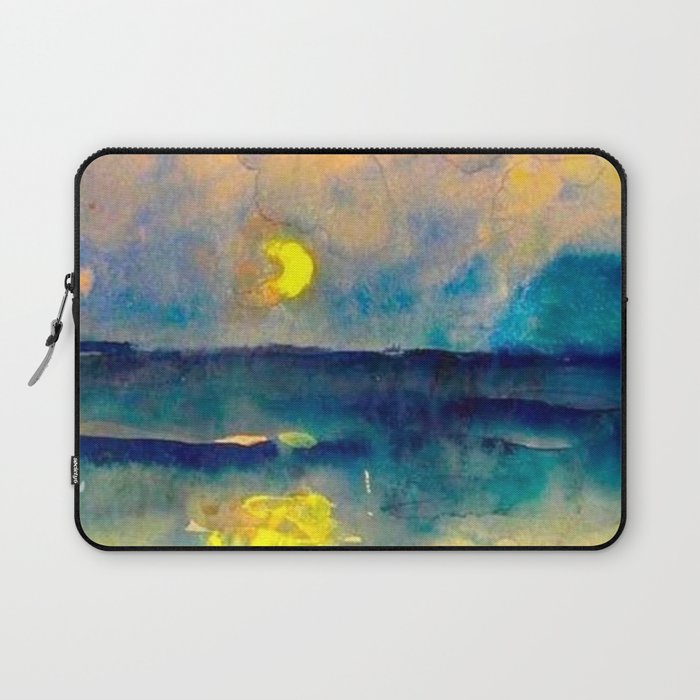 Yellow Moon (Over the Sea) landscape painting by Emil Nolde Laptop Sleeve Gallery Image 1