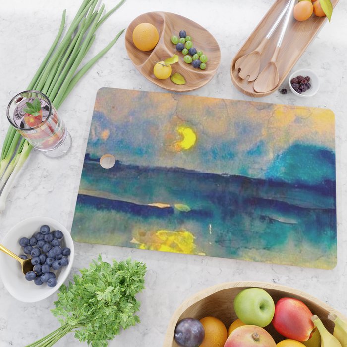 Yellow Moon (Over the Sea) landscape painting by Emil Nolde Cutting Board Gallery Image 2