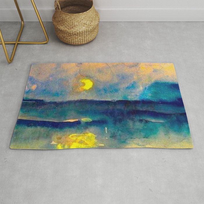 Yellow Moon (Over the Sea) landscape painting by Emil Nolde Rug Gallery Image 1
