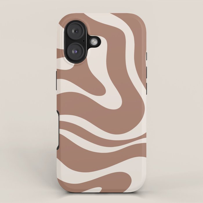 Modern Retro Liquid Swirl Abstract Inspired by PANTONE 17 1230 Color of the Year Mocha Mousse iPhone Case Gallery Image 1