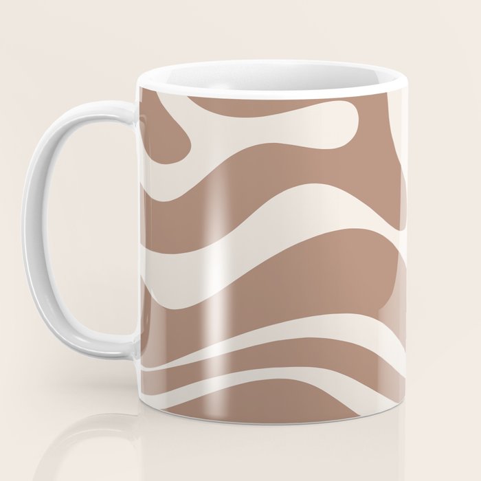 Modern Retro Liquid Swirl Abstract Inspired by PANTONE 17 1230 Color of the Year Mocha Mousse Coffee Mug Gallery Image 3