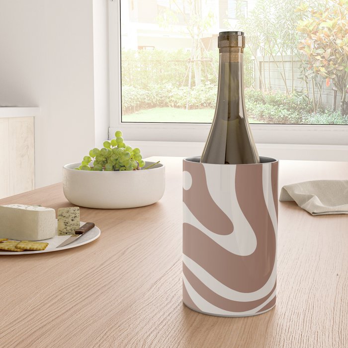 Modern Retro Liquid Swirl Abstract Inspired by PANTONE 17 1230 Color of the Year Mocha Mousse Wine Chiller Gallery Image 4