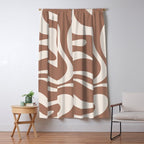 Modern Retro Liquid Swirl Abstract Inspired by PANTONE 17 1230 Color of the Year Mocha Mousse Window Curtain Gallery Image 5