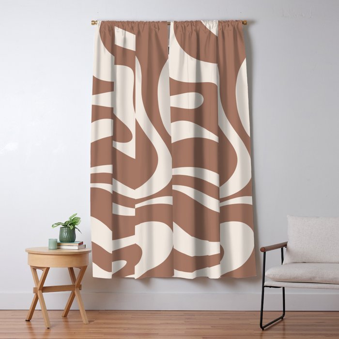 Modern Retro Liquid Swirl Abstract Inspired by PANTONE 17 1230 Color of the Year Mocha Mousse Window Curtain Gallery Image 5