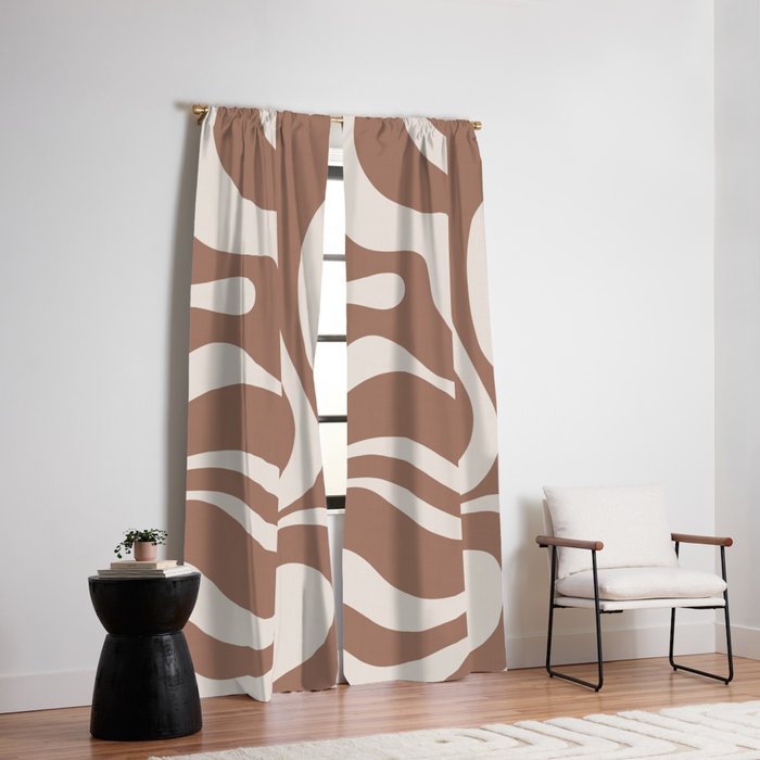 Modern Retro Liquid Swirl Abstract Inspired by PANTONE 17 1230 Color of the Year Mocha Mousse Window Curtain Gallery Image 2