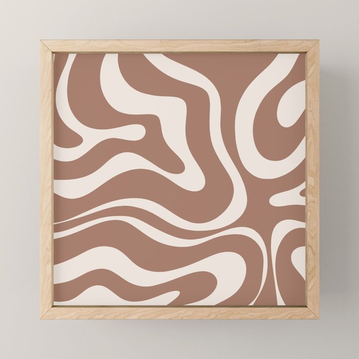 Modern Retro Liquid Swirl Abstract Inspired by PANTONE 17 1230 Color of the Year Mocha Mousse Mini Art Print Gallery Image 1