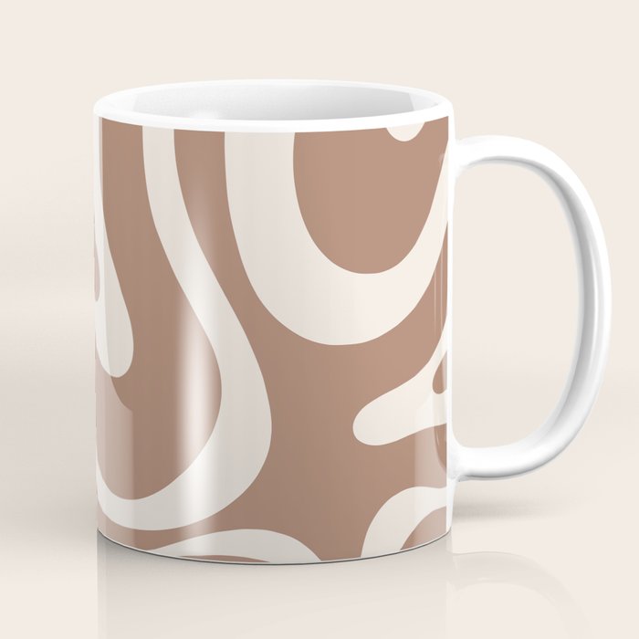 Modern Retro Liquid Swirl Abstract Inspired by PANTONE 17 1230 Color of the Year Mocha Mousse Coffee Mug Gallery Image 1
