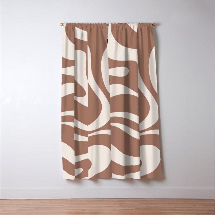 Modern Retro Liquid Swirl Abstract Inspired by PANTONE 17 1230 Color of the Year Mocha Mousse Window Curtain Gallery Image 3