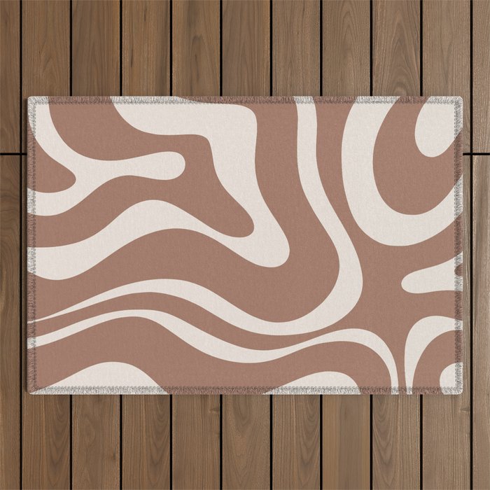 Modern Retro Liquid Swirl Abstract Inspired by PANTONE 17 1230 Color of the Year Mocha Mousse Outdoor Rug Gallery Image 1