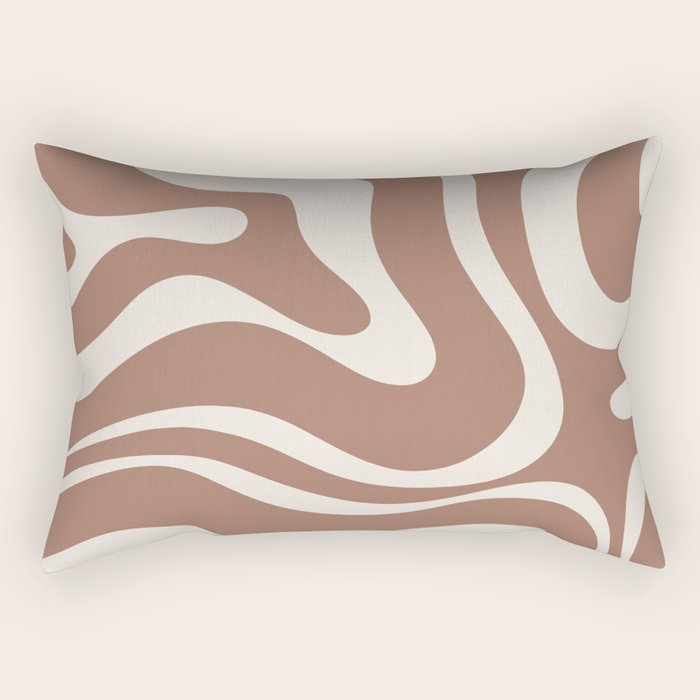 Modern Retro Liquid Swirl Abstract Inspired by PANTONE 17 1230 Color of the Year Mocha Mousse Rectangular Pillow Gallery Image 1
