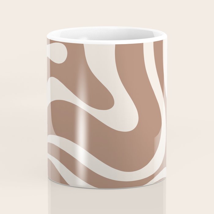 Modern Retro Liquid Swirl Abstract Inspired by PANTONE 17 1230 Color of the Year Mocha Mousse Coffee Mug Gallery Image 4