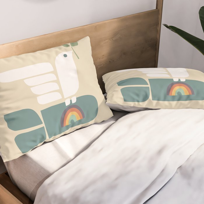 Peace dove and rainbow bomb Pillow Sham Gallery Image 2