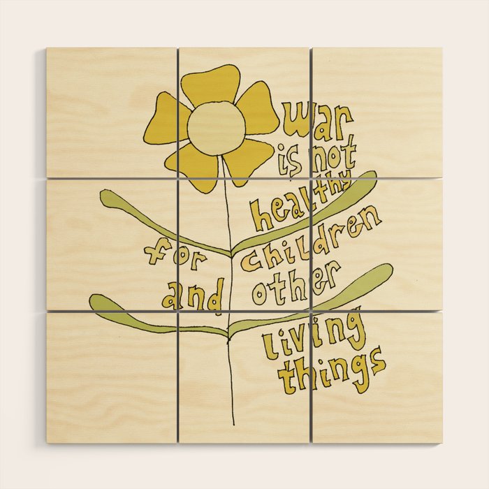 war is not healthy // retro art by surfy birdy Wood Wall Art Gallery Image 1