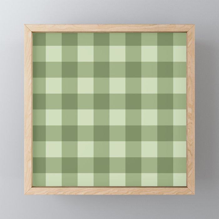 Gingham Plaid Pattern - Natural Green Mini Art Print Gallery Image 1