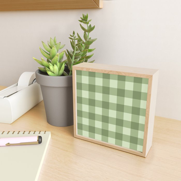 Gingham Plaid Pattern - Natural Green Mini Art Print Gallery Image 2