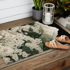 Japanese Floral Wall Art Mountain Poster Sage Green Wabi Sabi japandi  botanical Flower Painting Outdoor Rug Gallery Image 2