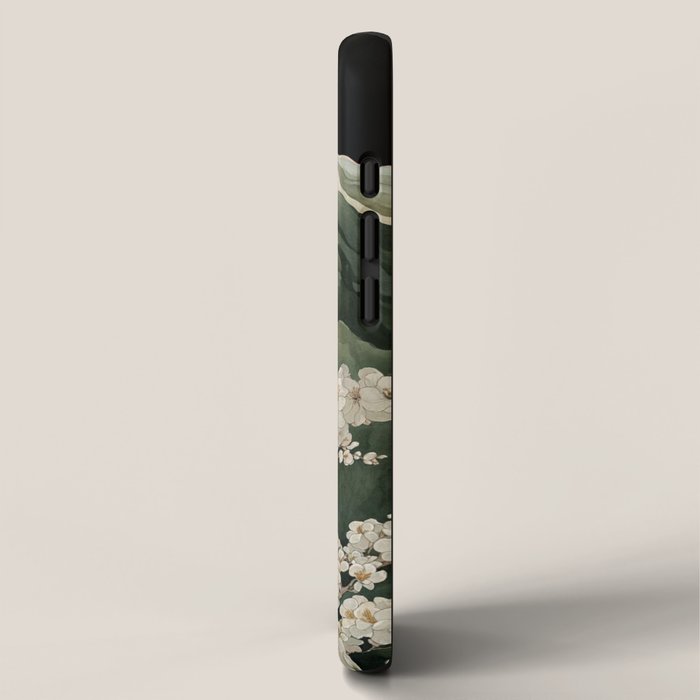 Japanese Floral Wall Art Mountain Poster Sage Green Wabi Sabi japandi  botanical Flower Painting iPhone Case Gallery Image 2