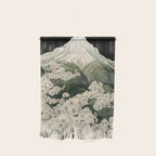Japanese Floral Wall Art Mountain Poster Sage Green Wabi Sabi japandi  botanical Flower Painting Wall Hanging Gallery Image 1