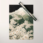 Japanese Floral Wall Art Mountain Poster Sage Green Wabi Sabi japandi  botanical Flower Painting Wrapping Paper Gallery Image 1