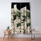 Japanese Floral Wall Art Mountain Poster Sage Green Wabi Sabi japandi  botanical Flower Painting Window Curtain Gallery Image 5