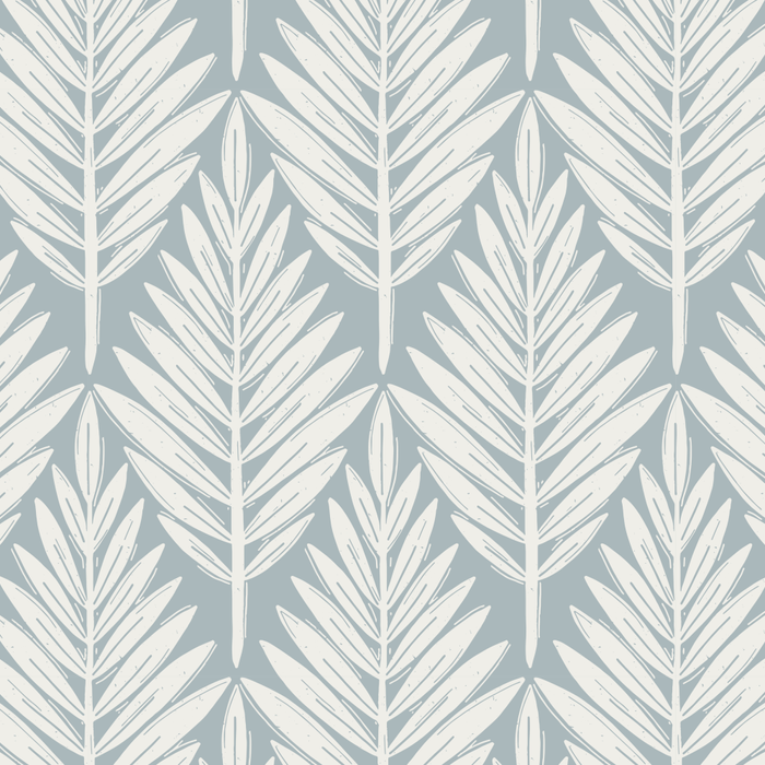 Linocut Palm Leaves . Coastal Blue Coffee Mug Gallery Image 2