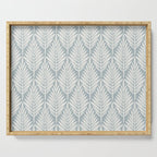 Linocut Palm Leaves . Coastal Blue Serving Tray Gallery Image 1