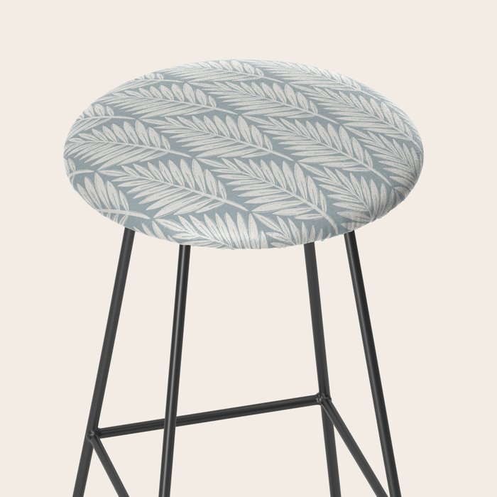 Linocut Palm Leaves . Coastal Blue Stool Gallery Image 2