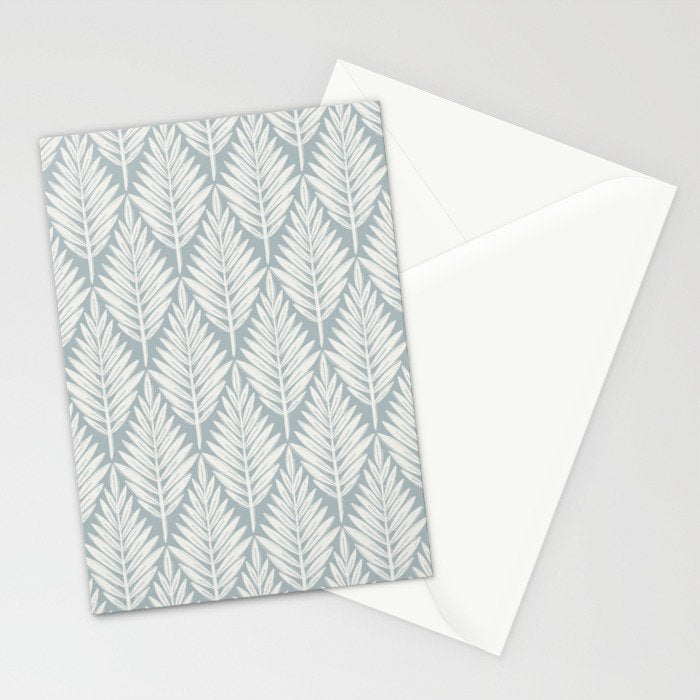 Linocut Palm Leaves . Coastal Blue Stationery Card Gallery Image 2