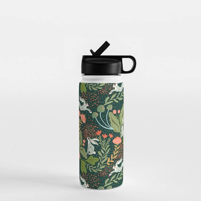 Dancing rabbits in the wildflowers garden Water Bottle Gallery Image 1