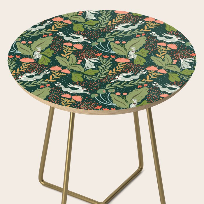 Dancing rabbits in the wildflowers garden Side Table Gallery Image 2