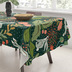 Dancing rabbits in the wildflowers garden Tablecloth Gallery Image 3