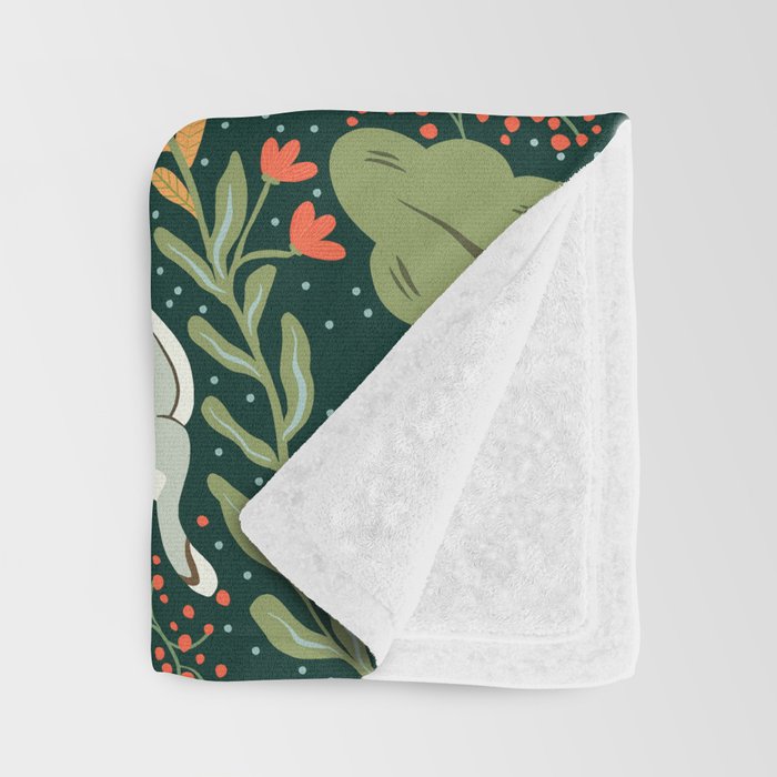 Dancing rabbits in the wildflowers garden Throw Blanket Gallery Image 3