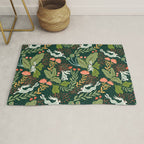 Dancing rabbits in the wildflowers garden Rug Gallery Image 1