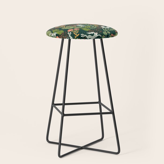 Dancing rabbits in the wildflowers garden Stool Gallery Image 1