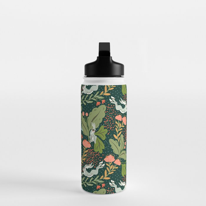 Dancing rabbits in the wildflowers garden Water Bottle Gallery Image 3
