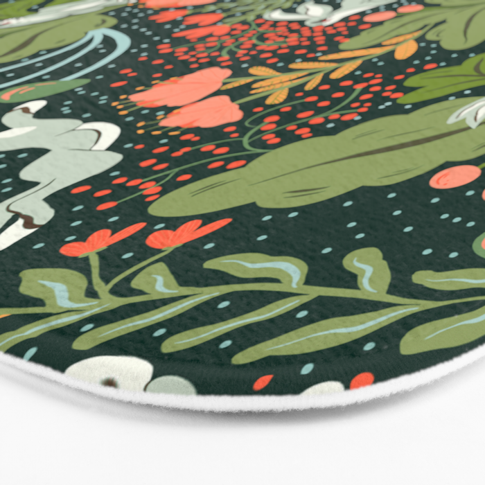 Dancing rabbits in the wildflowers garden Bath Mat Gallery Image 3