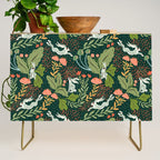 Dancing rabbits in the wildflowers garden Credenza Gallery Image 1