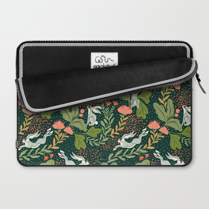 Dancing rabbits in the wildflowers garden Laptop Sleeve Gallery Image 2