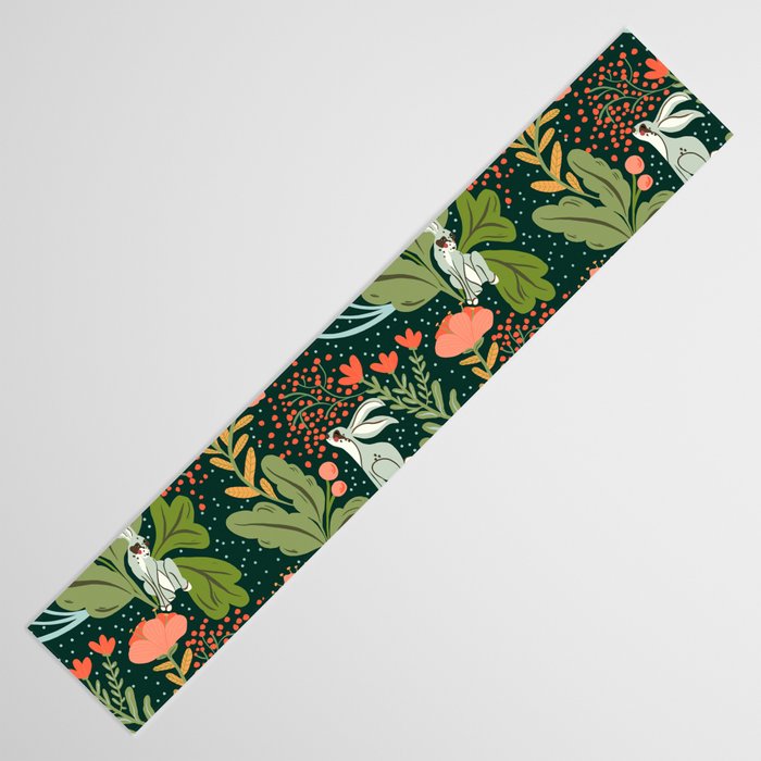 Dancing rabbits in the wildflowers garden Table Runner Gallery Image 3