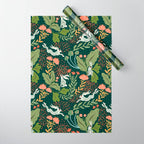 Dancing rabbits in the wildflowers garden Wrapping Paper Gallery Image 1