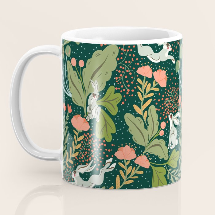 Dancing rabbits in the wildflowers garden Coffee Mug Gallery Image 3