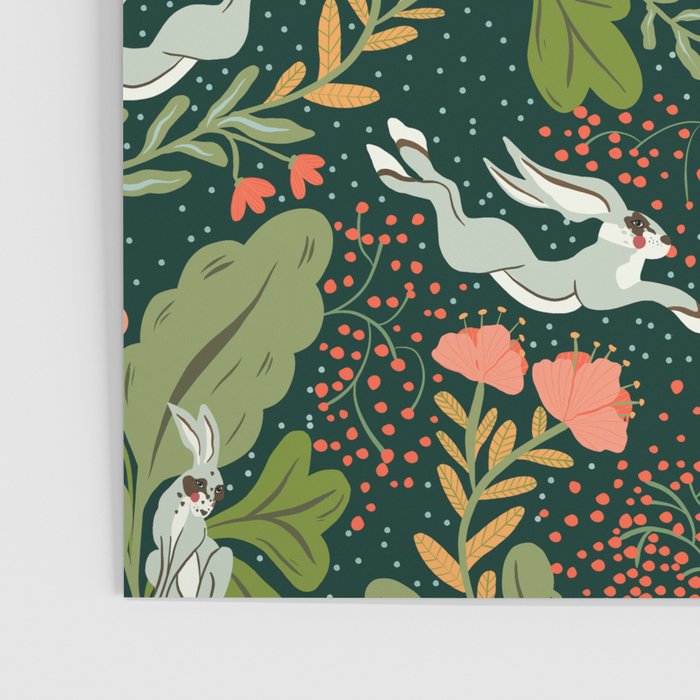 Dancing rabbits in the wildflowers garden Poster Gallery Image 3